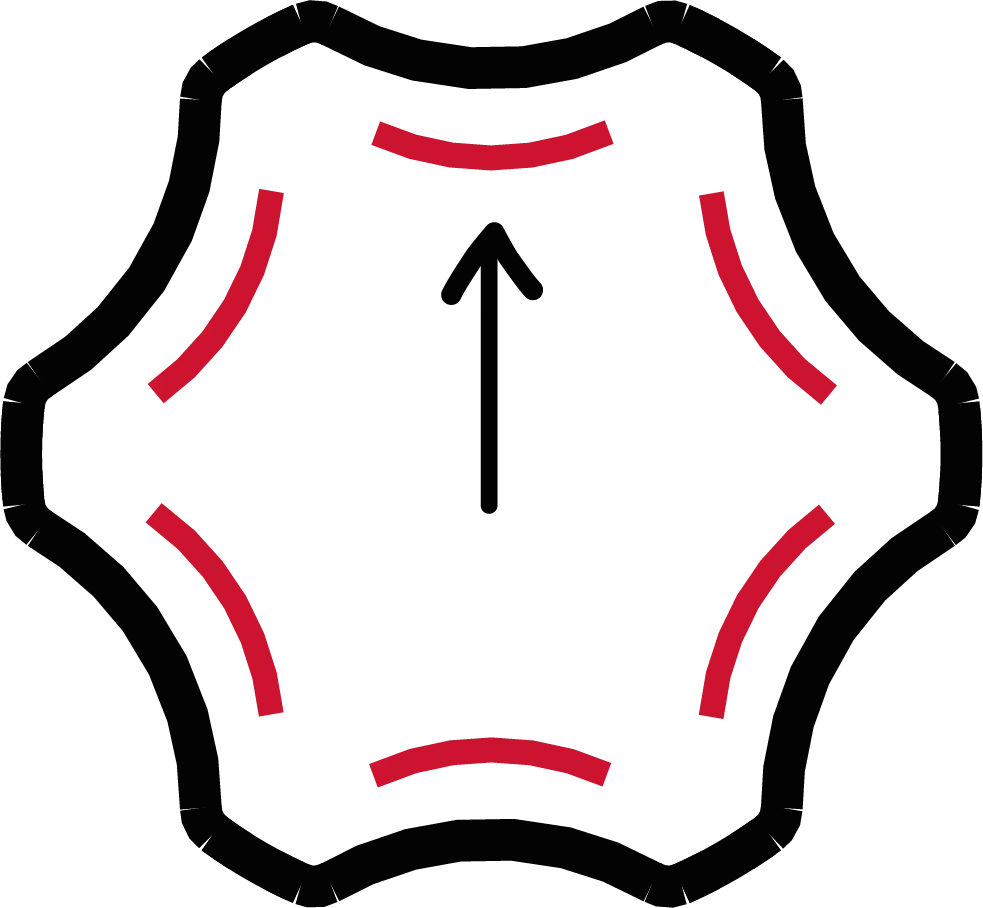 Größere Kontaktfläche, Icon in rot